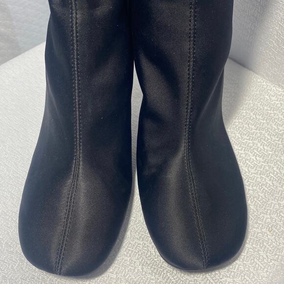 Zara Metallic Stiletto Heel Black Fabric Boots Back Zip Womens 37 (US 6.5) main image 5